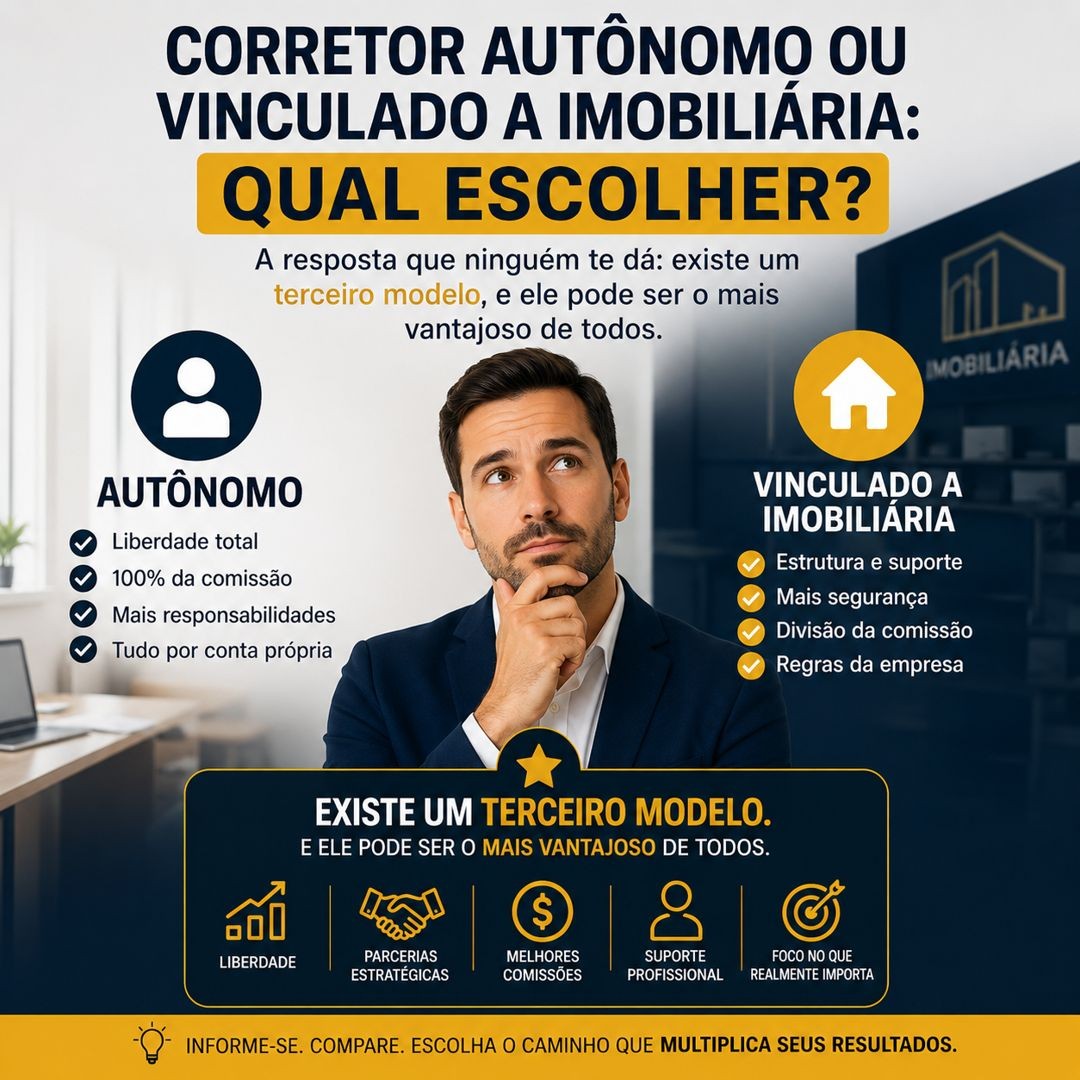 Corretor autônomo ou vinculado a imobiliária: qual escolher?