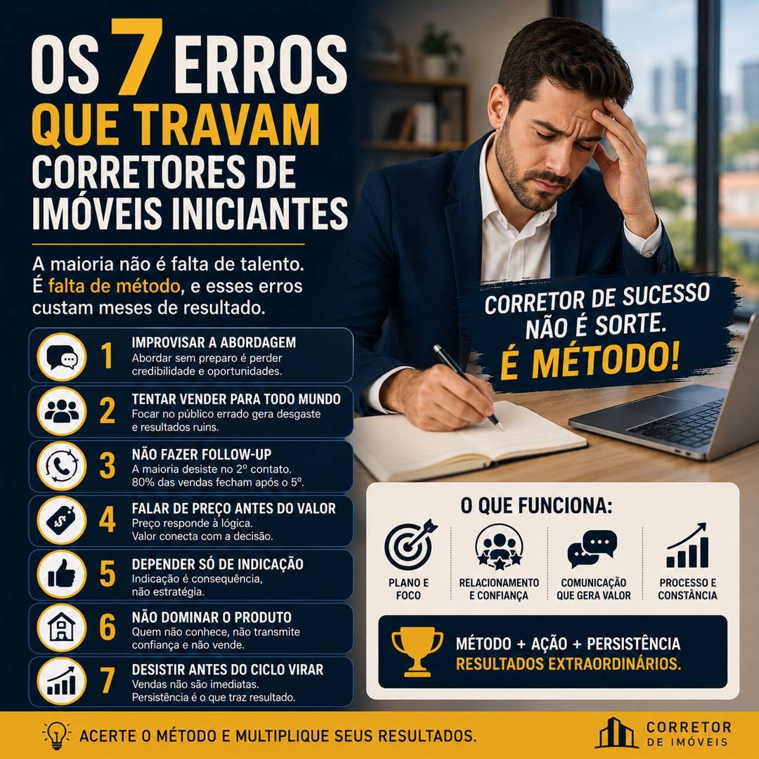 Os 7 erros que travam corretores de imóveis iniciantes