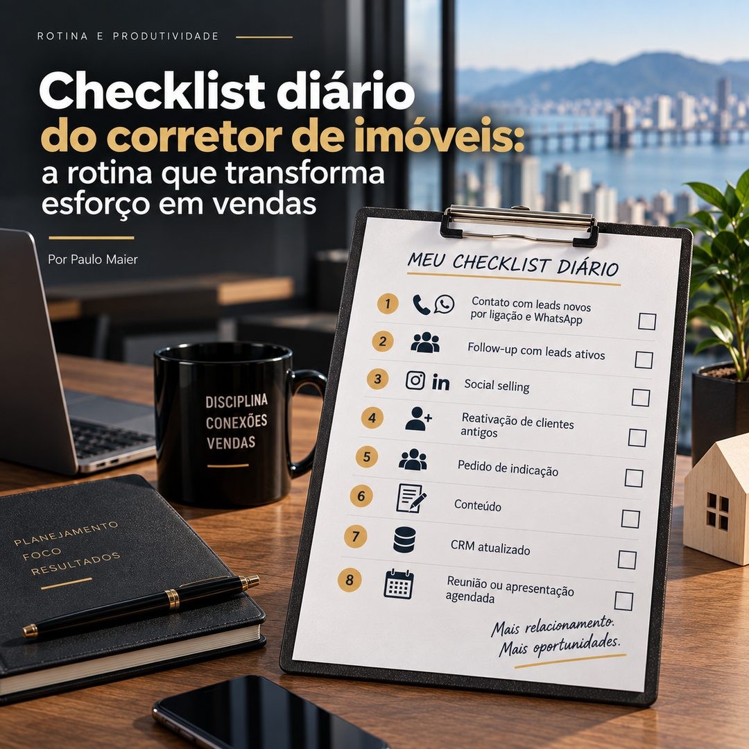 Checklist diário do corretor de imóveis: a rotina que transforma esforço em vendas