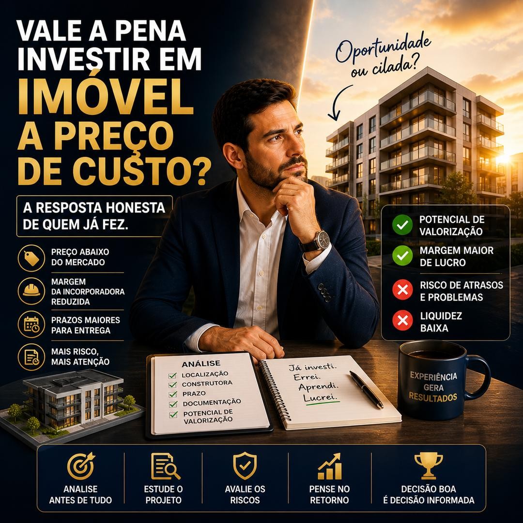 Vale a pena investir em imóvel a preço de custo? A resposta honesta de quem já fez