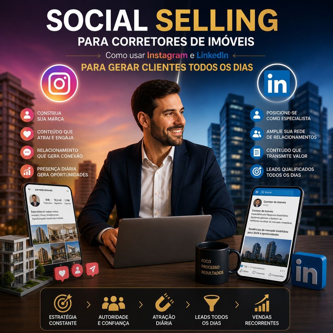 Social selling para corretores de imóveis: como usar Instagram e LinkedIn para gerar clientes todos os dias