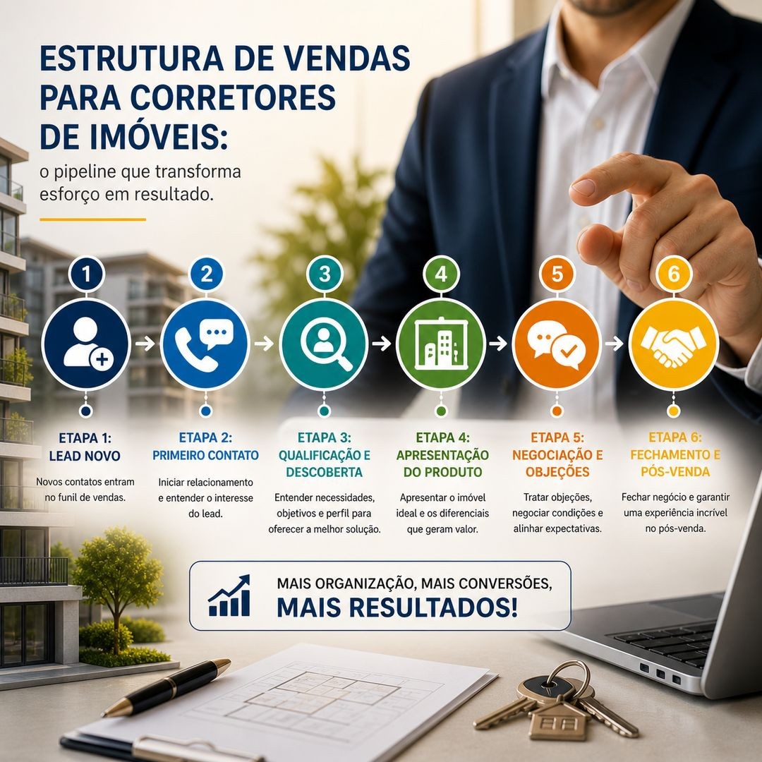 Estrutura de vendas para corretores de imóveis: o pipeline que transforma esforço em resultado